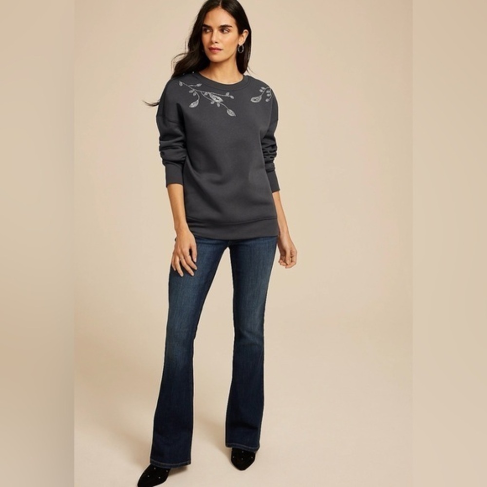 Studio Y Beaded Embellished Sweatshirt XL NWT